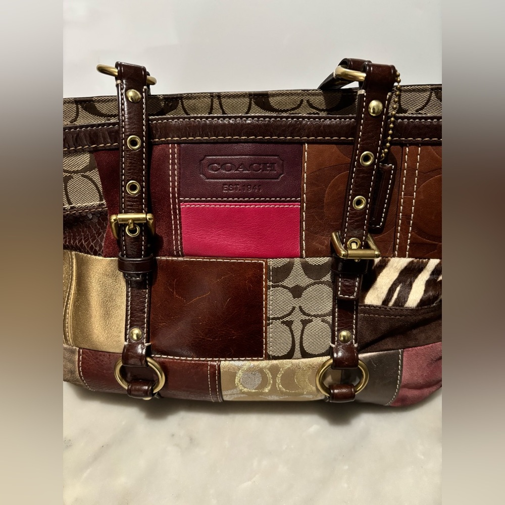 Coach Multicolor Patchwork Turn Lock Signature 10… - image 2